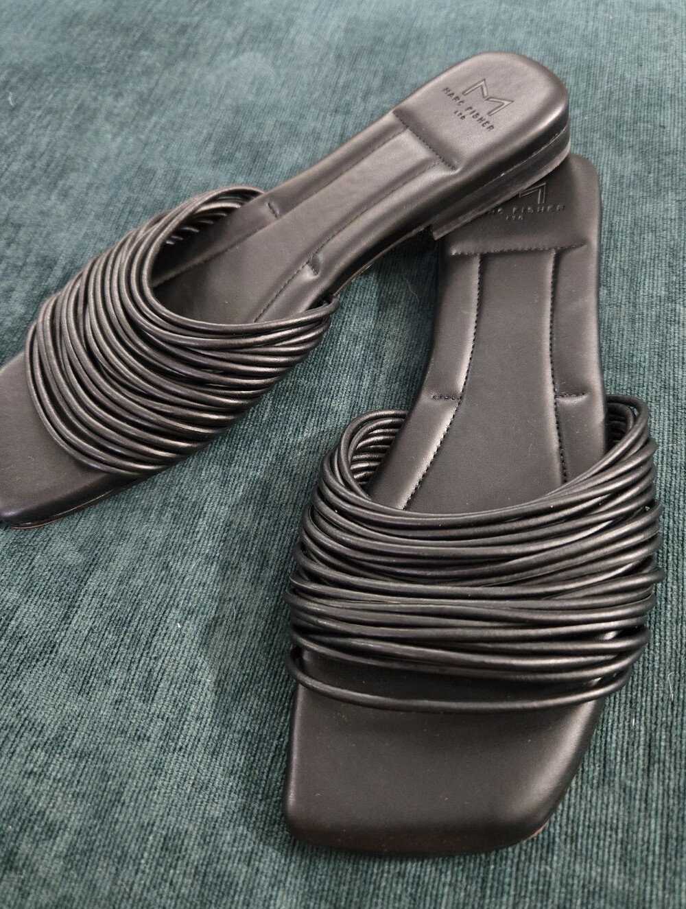 Marc Fisher Black Multi-Strap Slide Mules